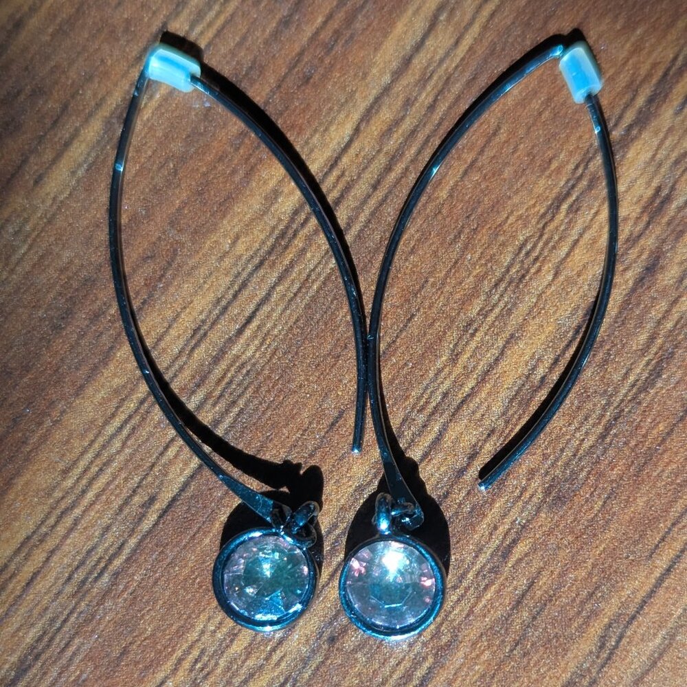 Simple Stone Semi-Hoop Earrings